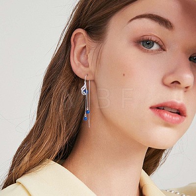 Anti-Tarnish Rhodium Plated 925 Sterling Silver Peacock with Chain Tassel Dangle Earrings JE1047A-1