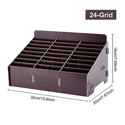 24-Grid Wooden Cell Phone Storage Box CON-WH0094-05C-1