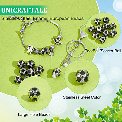 Unicraftale 10Pcs 304 Stainless Steel Enamel European Beads STAS-UN0040-13-1