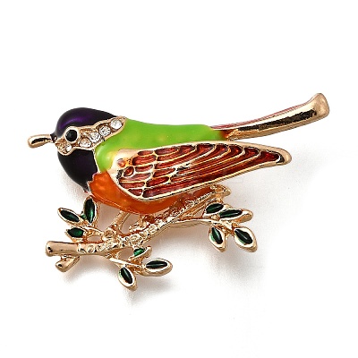 Bird Zinc Alloy Rhinstone Brooches JEWB-V001-04A-1