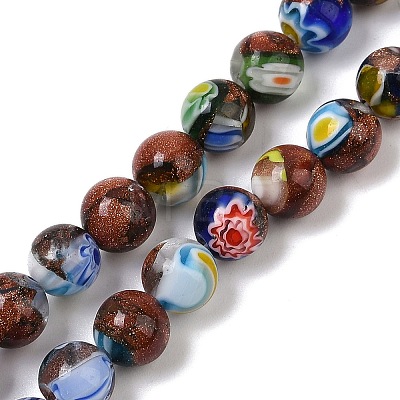 Handmade Millefiori Lampwork Beads Strands LAMP-G166-12D-1