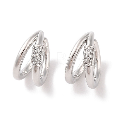 Brass Micro Pave Clear Cubic Zirconia Cuff Earrings for Women EJEW-I305-08P-1