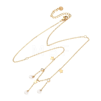 304 Stainless Steel Crystal Rhinestone Pendant Necklaces for Women NJEW-F378-01G-04-1