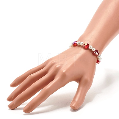 Sparkling Heart Glass Beads Stretch Bracelet for Children BJEW-JB07186-1
