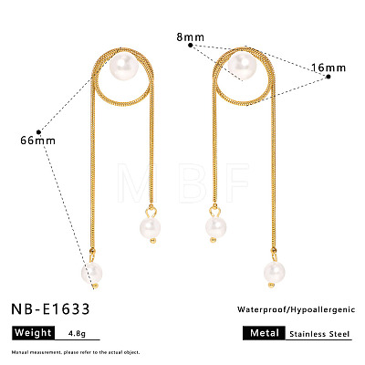 Round 304 Stainless Steel Tassel Stud Earrings WG7CB8C-03-1