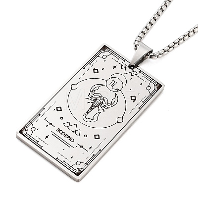 Non-Tarnish 201 Stainless Steel Rectangle with Constellation Pendant Necklaces NJEW-M223-02J-1