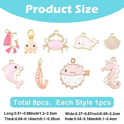 9Pcs 9 Styles Alloy Enamel Pendants ENAM-YW0008-11-1