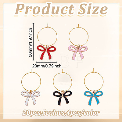 20Pcs 5 Colors Brass Wine Glass Charms AJEW-ME00020-1