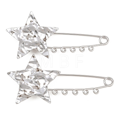 Textured Starfish 304 Stainless Steel Safety Pins Brooch Findings SA-CBA098D-16G-P05-1
