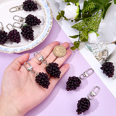 10Pcs Resin Grape Pendant Decorations KEYC-FH0001-82-1
