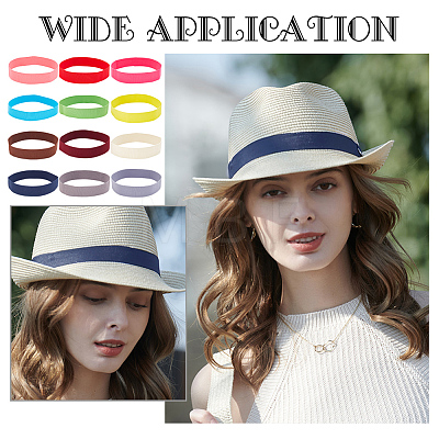 12Pcs 12 Colors Elastic Adjustable Hat Sweatband DIY-AB00023-1
