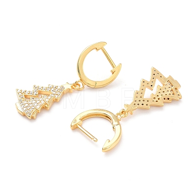 Brass Micro Pave Clear Cubic Zirconia Huggie Hoop Earrings for Christmas ZIRC-I053-03G-1