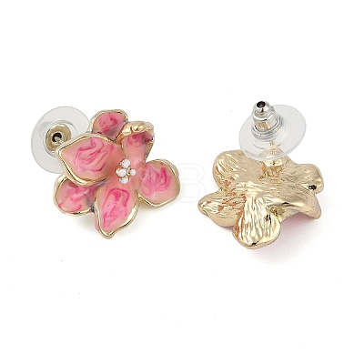 Flower Enamel Stud Earrings EJEW-M005-01-1