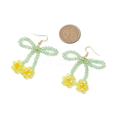 Flower & Bowknot Glass Beaded Dangle Earrings EJEW-TA00518-1