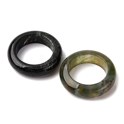 Natural Indian Agate Plain Band Ring for Women RJEW-P044-01A-12-1
