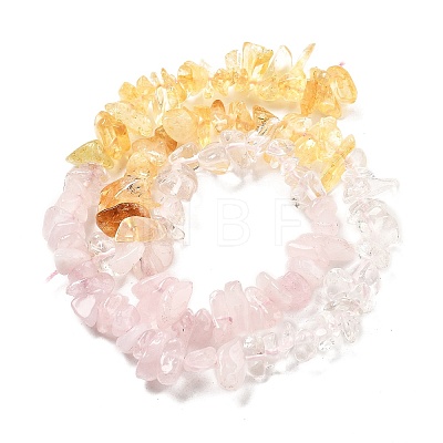 Natural Quartz Crystal & Rose Quartz & Citrine Beads Strands G-L610-A23-01-1