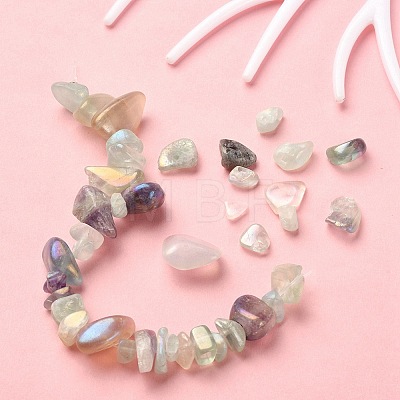 Electroplated Natural Fluorite Beads Strands G-YW0001-41-1