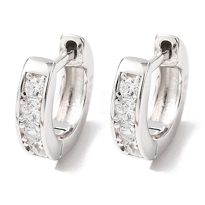 925 Sterling Silver Micro Pave Clear Cubic Zirconia Hoop Earrings EJEW-K317-08P-1