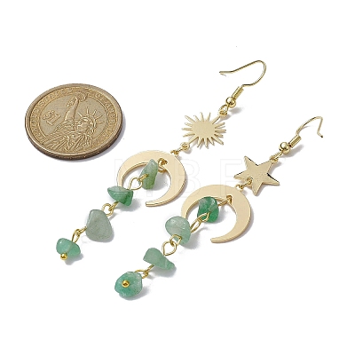 Moon & Sun & Star Brass Asymmetrical Earrings EJEW-JE05461-04-1