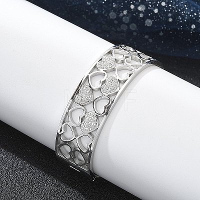 304 Stainless Steel Hinged Bangles with Polymer Clay Rhinestones for Women BJEW-Z080-05P-1