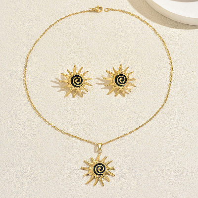 Stainless Steel Spiral Sun Earrings & Necklaces Sets for Women Party and Occasion VJ3176-1