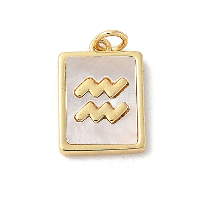 Brass Pave Natural White Shell Pendants KK-S522-09G-G-1