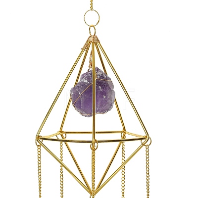 Golden Iron Wind Chime HJEW-K045-01G-02-1