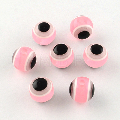 Round Evil Eye Resin Beads RESI-R159-8mm-M-1