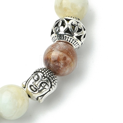 Natural Flower Amazonite Beads Stretch Bracelets BJEW-JB03849-02-1
