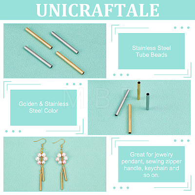 Unicraftale 30Pcs 2 Colors Ion Plating(IP) 304 Stainless Steel Tube Beads STAS-UN0049-72-1