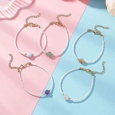 Round Mixed Stone Bead Bracelets BJEW-JB12955-1