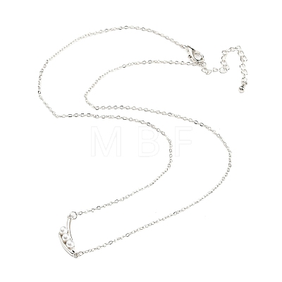 Pea Shaped Plastic Imitation Pearl Pendant Necklace with Brass Cable Chains NJEW-F316-01P-1