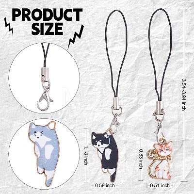 Alloy Enamel Cat Pendant Decorations HJEW-SW00015-1