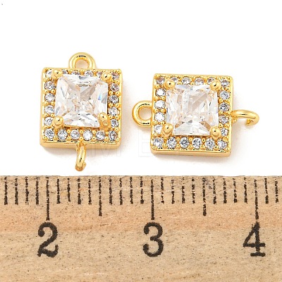 Brass Pave Clear Cubic Zirconia Connector Charms KK-P275-43G-1