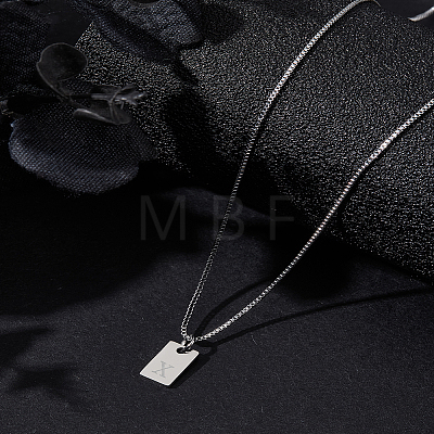 1Pc Stainless Steel Letter Rectangle Pendant Necklaces NJEW-LP0001-34X-P-1