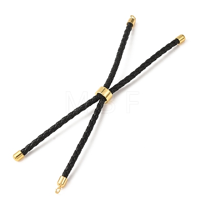 Adjustable Round Braided Microfiber Leather Cord Bracelet Making KK-CBAC260-01G-32-1
