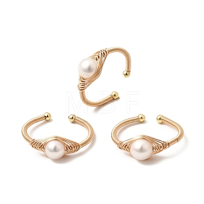 Brass Cuff Open Rings for Women RJEW-D344-01G-1