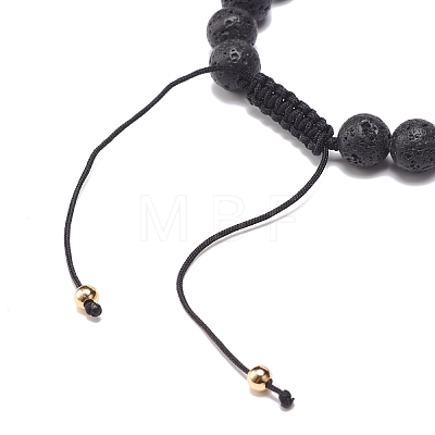 Natural Lava Rock & Acrylic Braided Bead Bracelet BJEW-JB08554-05-1