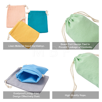 40Pcs 8 Colors Polycotton Canvas Packing Pouches ABAG-MB0001-07-1