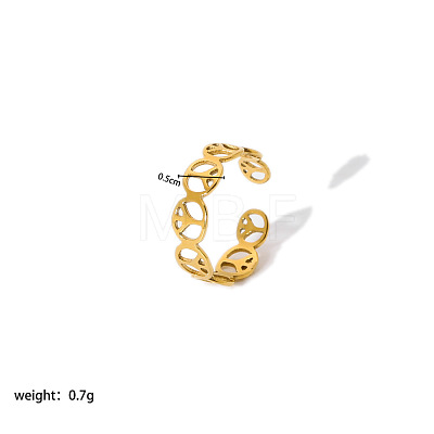 304 Stainless Steel Hollow Peace Sign Open Cuff Rings YB1218-1