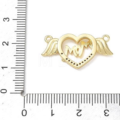 Mother's Day Brass Micro Pave Cubic Zirconia Connector Charms CU-CBAC7ED-01B-G-1