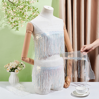 Polyester Fringe Lace Trim DIY-WH0671-008B-1