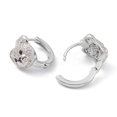 Bear Rack Plating Brass Cubic Zirconia Hoop Earrings for Women EJEW-K245-02P-1