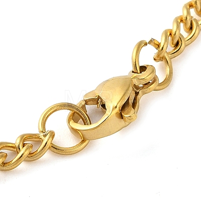 304 Stainlessa Steel Curb Chain Pendant Necklaces NJEW-H034-03G-1