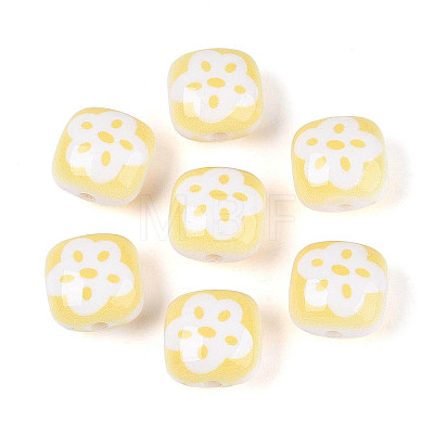 Opaque Printed Acrylic Beads SACR-T018-01-1