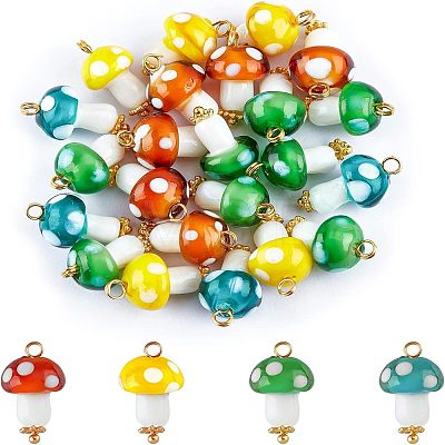 50Pcs Handmade Lampwork Pendants FIND-FH0005-02-1