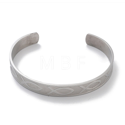 304 Stainless Steel Cuff Bangles for Women BJEW-U010-01P-1