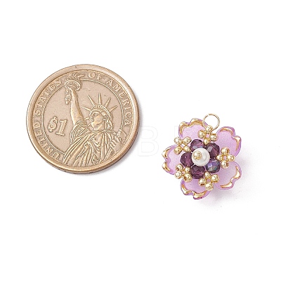 Handmade Glass Seed Beaded Sakura Pendants PALLOY-MZ00763-01-1