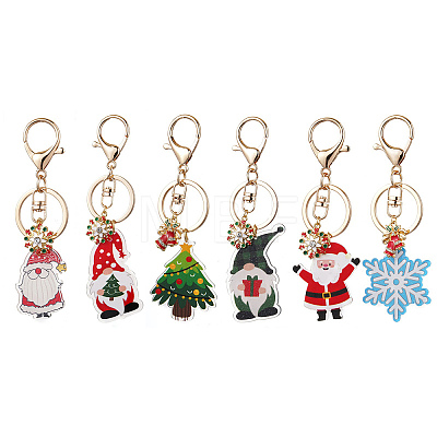 Christmas Theme Printed Acrylic Pendants Keychain KEYC-JKC00887-1