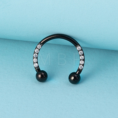 316L Surgical Stainless Steel Micro Pave Clear Cubic Zirconia Circular/Horseshoe Barbell Nose Rings WG07D83-02-1